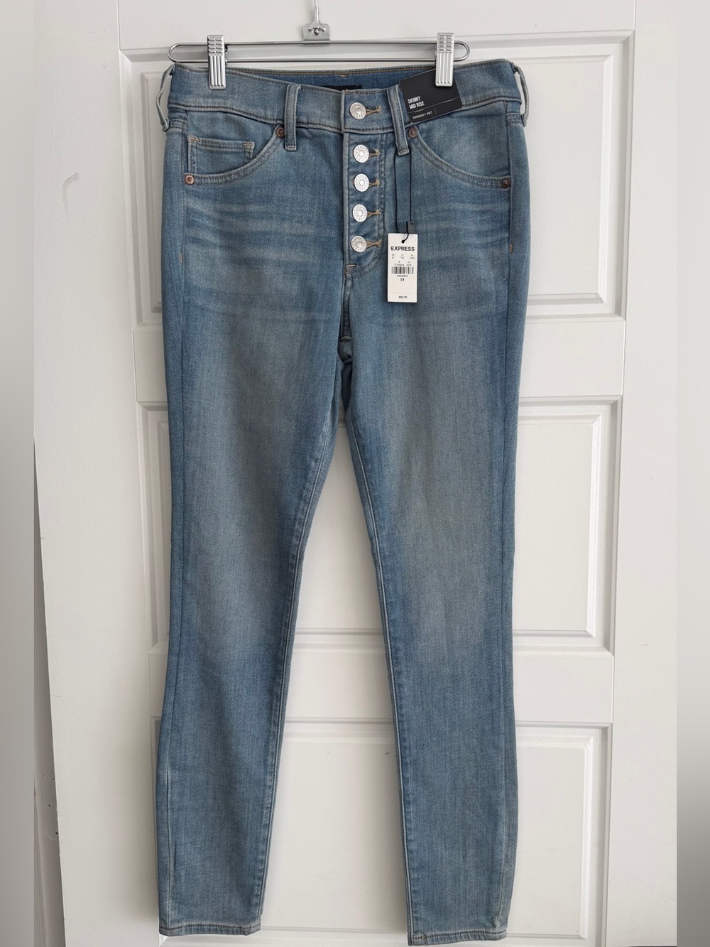 Express Light Blue High-Rise Button-Fly Women's Jeans